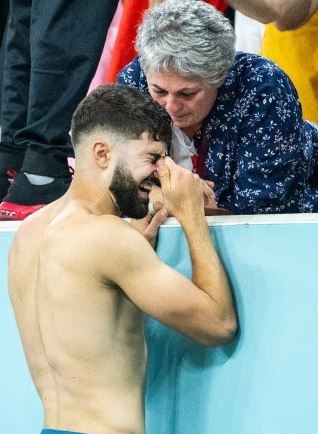 A heart-warming moment with her son after Croatia sealed the knockout stage